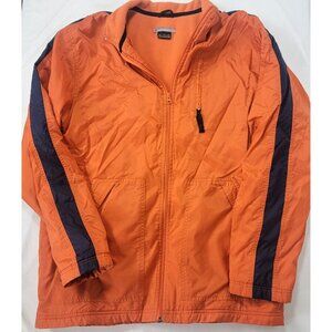 Nike Men's Fleece Lined Orange Zip Up Jacket Coat Size MEDIUM M Pockets Stripe
